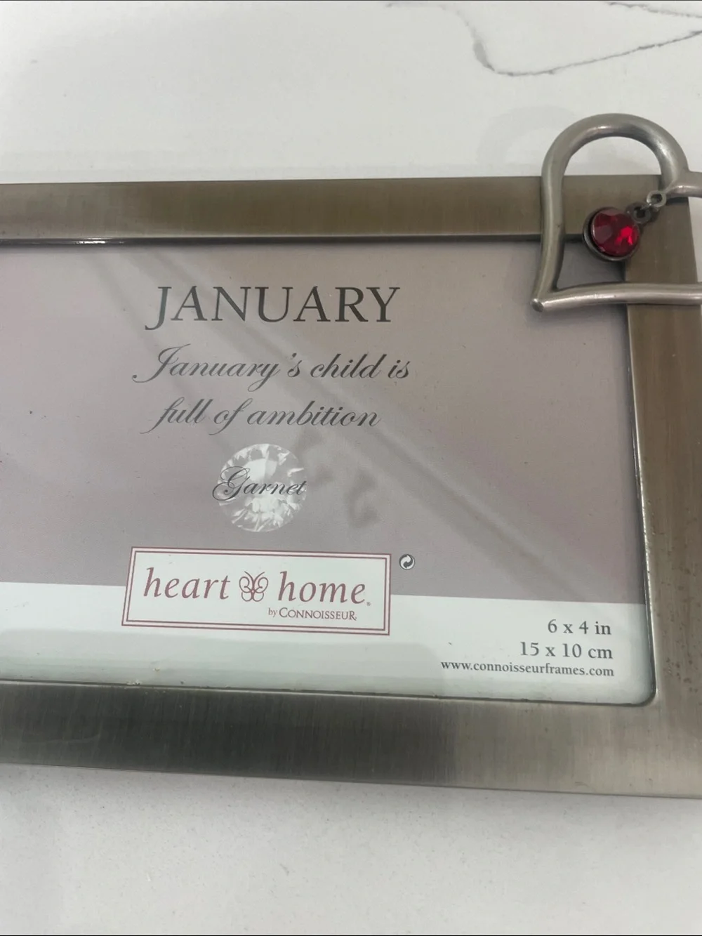 Heart & Home Silver Picture Frame with Red Accent Gem